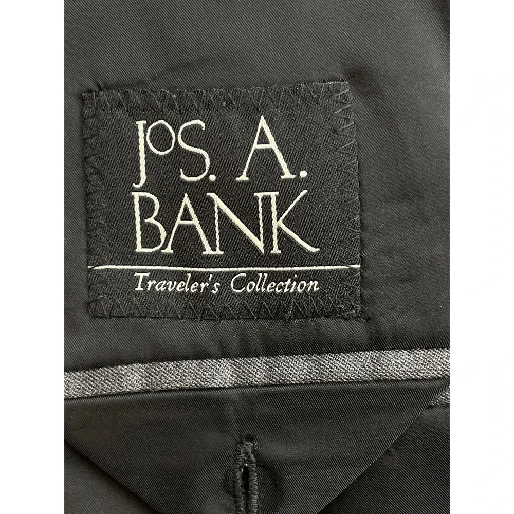 Jos A Bank Suit Men 50R Gray 100% Wool 2-Button Tailored Fit Pants 46x30 - 2 Pcs